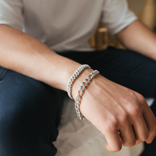 5.0mm Pavé Cubic Zirconia Curb Bracelet in Sterling Silver