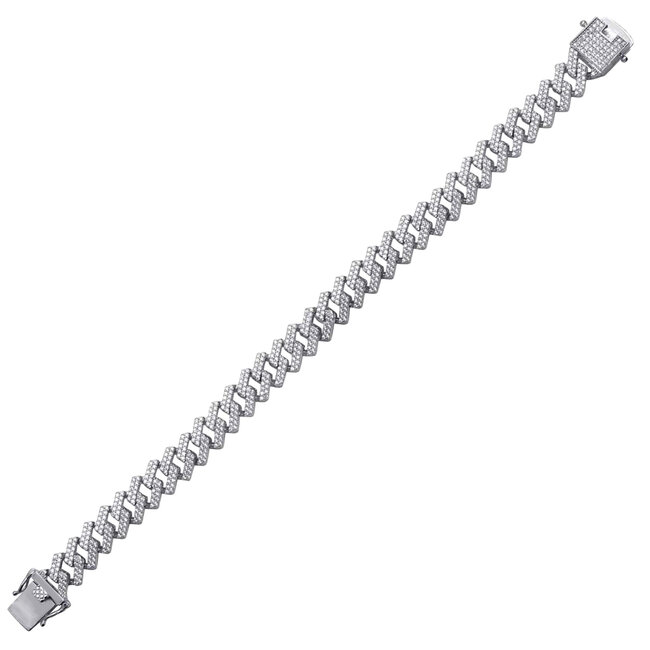 5.0mm Pavé Cubic Zirconia Curb Bracelet in Sterling Silver