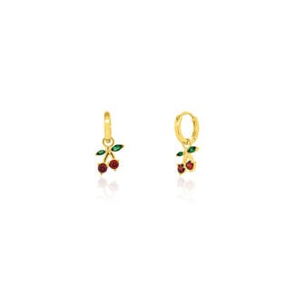 Everyday Silver by Spicer Cole Cubic Zirconia Cherry Drop Hoop Earrings