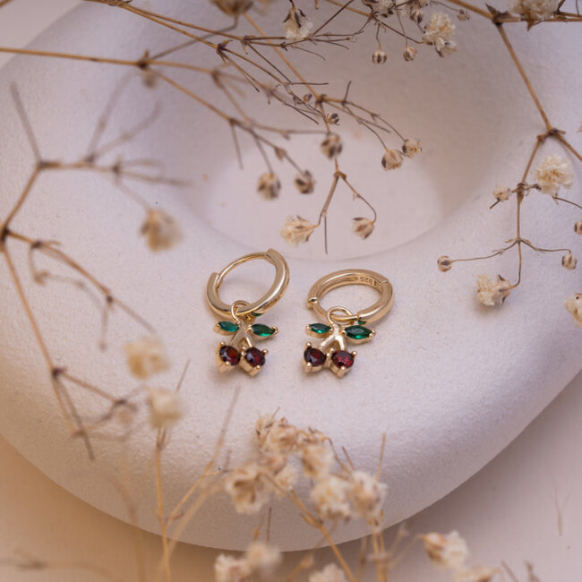 Gold Vermeil Cherry Drop Hoops