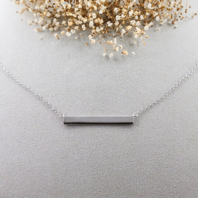 30mm Plain Bar Necklace in Sterling Silver