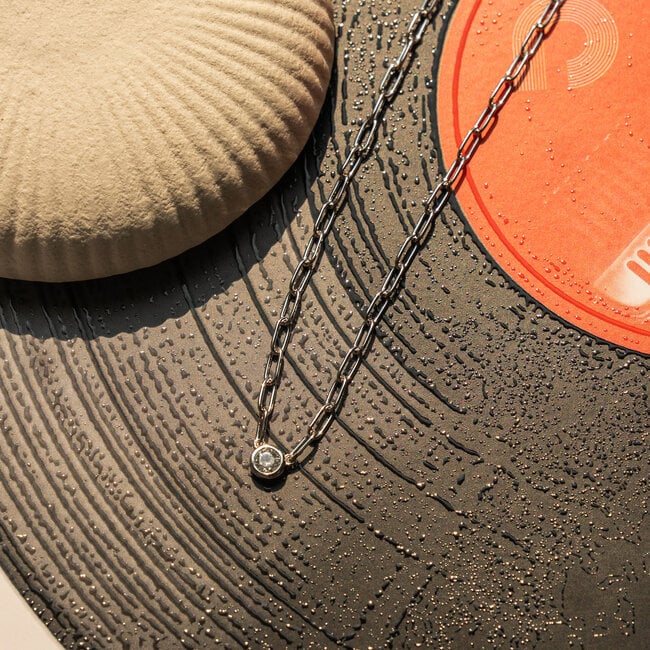 Bezel-Set Cubic Zirconia Paperclip Necklace 16-18"