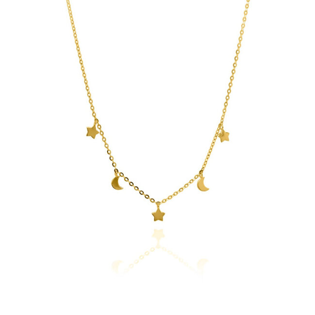 Moon & Star Necklace 16-18"