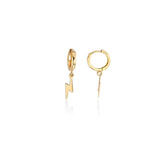 Bella Gold Lighting Bolt Dangle Huggie Earrings