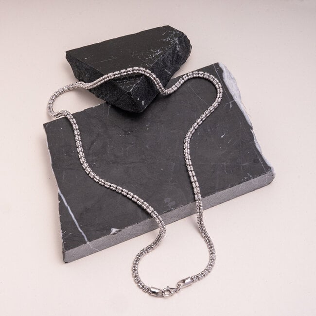 3.9mm Fancy Diamond-Cut Ice Chain in Rhodium-Plated Sterling Silver