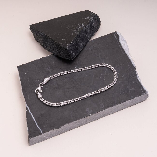 3.9mm Fancy Diamond-Cut Ice Chain Bracelet in Rhodium-Plated Sterling Silver