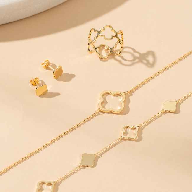 Reign Gold-Plated Open Clover Bracelet