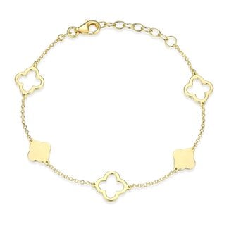 Reign Reign Gold-Plated Open Clover Station Bracelet