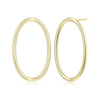 Reign Reign Gold-Plated Oval Open Stud Earrings