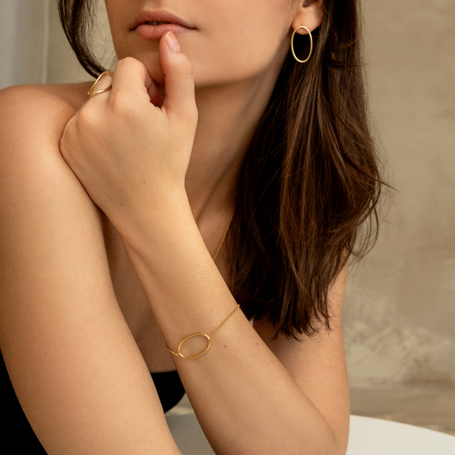 Reign Gold-Plated Oval Open Stud Earrings