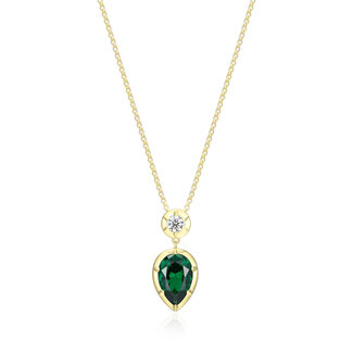 Reign Reign Gold Plated Green Pear Cubic Zirconia Necklace