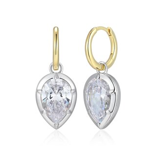 Reign Reign Gold-Plated Pear Cubic Zirconia Hoops