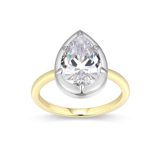 Reign Gold-Plated Pear Cubic Zirconia Ring