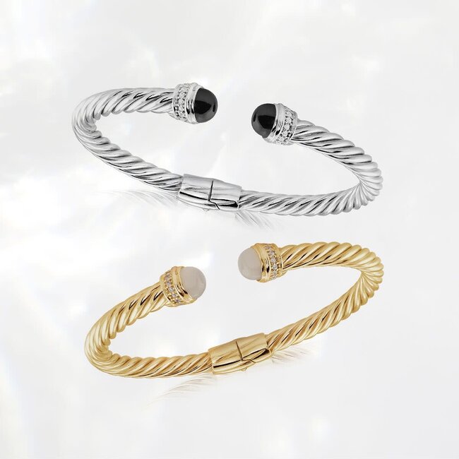 Miss Mimi Black Onyx Twist Cable Bangle
