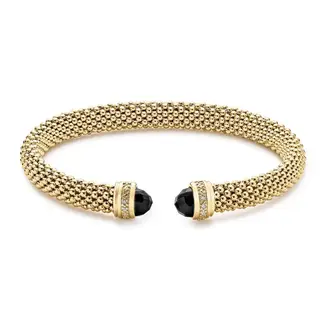 Miss Mimi by Yael Miss Mimi Gold Vermeil Slip-On Onyx Mesh Bangle