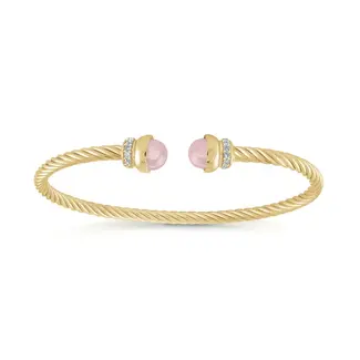 Miss Mimi by Yael Miss Mimi Gold Vermeil Rose Quartz Twist Cable Bangle