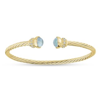 Miss Mimi by Yael Miss Mimi Gold Vermeil Blue Topaz Twist Cable Bangle
