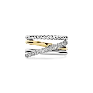 Ti Sento TI SENTO Structured Zirconia Crossover Ring
