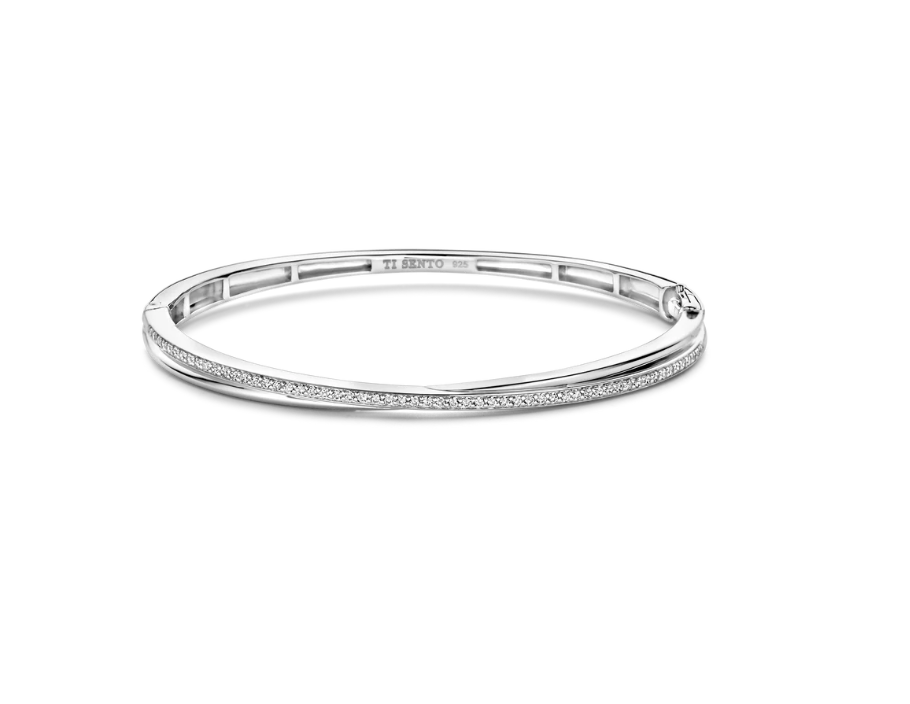 SS Ti Sento CZ Bangle - Spicer Cole Fine Jewellers