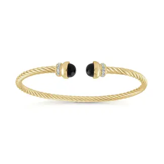 Miss Mimi by Yeal Miss Mimi Gold Vermeil Black Onyx Twist Cable Bangle