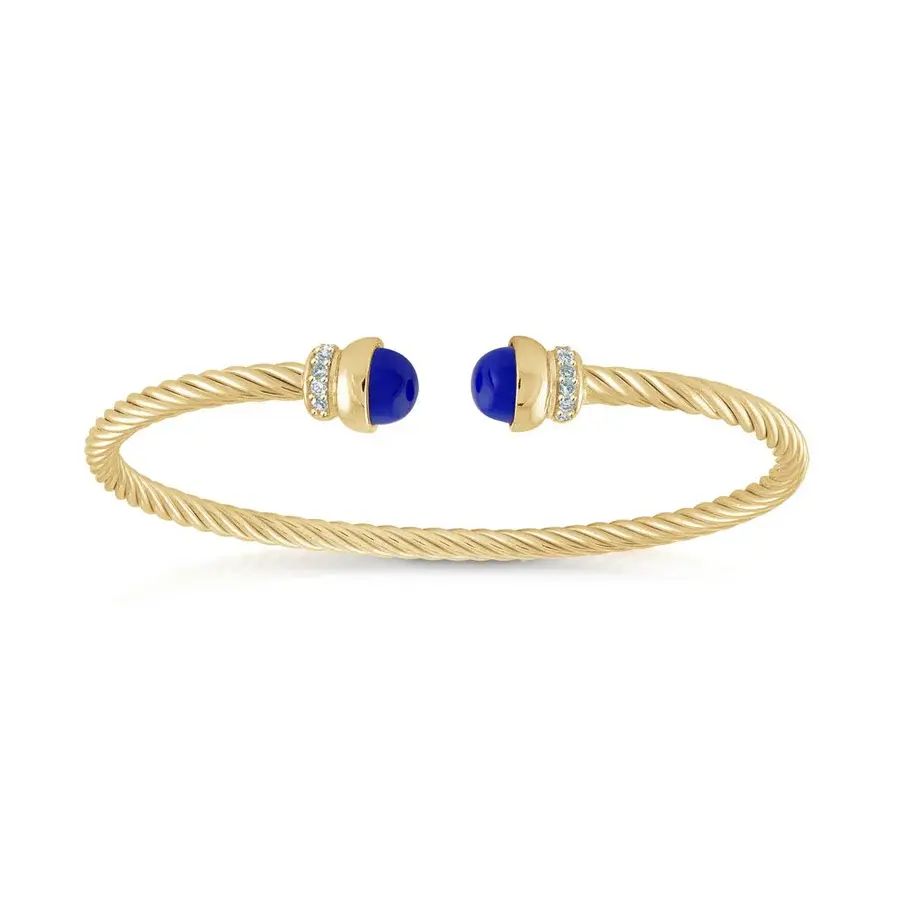 SSYGP Lapis & CZ Twist Cable Bangle Small - Spicer Cole Fine Jewellers