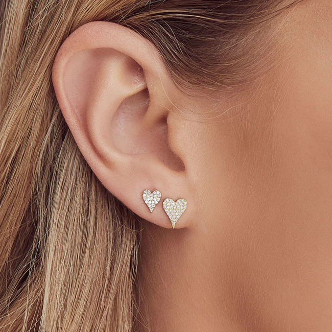 Pave Heart Stud Earrings