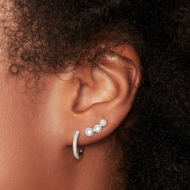 Pave  Diamond Hoop Earrings