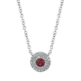 Colour by Spicer Cole Ruby & Diamond Double Halo Necklace