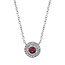 Ruby & Diamond Double Halo Necklace in 14K White Gold