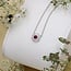 Ruby & Diamond Double Halo Necklace in 14K White Gold
