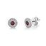 Ruby & Round Brilliant Cut Diamond Double Halo Stud Earrings in 14K White Gold
