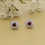 Ruby & Round Brilliant Cut Diamond Double Halo Stud Earrings in 14K White Gold