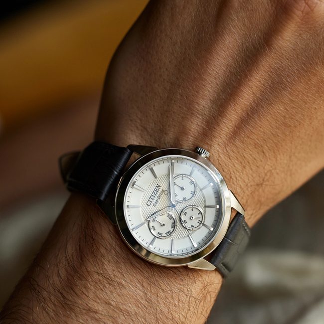 Citizen Rolan Silver Dial Leather Strap Eco Drive