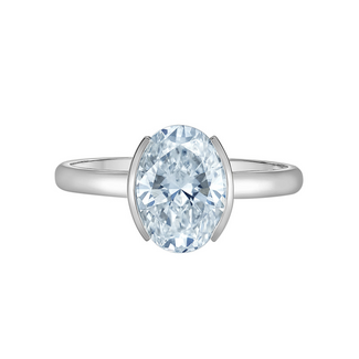Diamond Evolution Oval Lab Grown Half-Bezel Engagement Ring