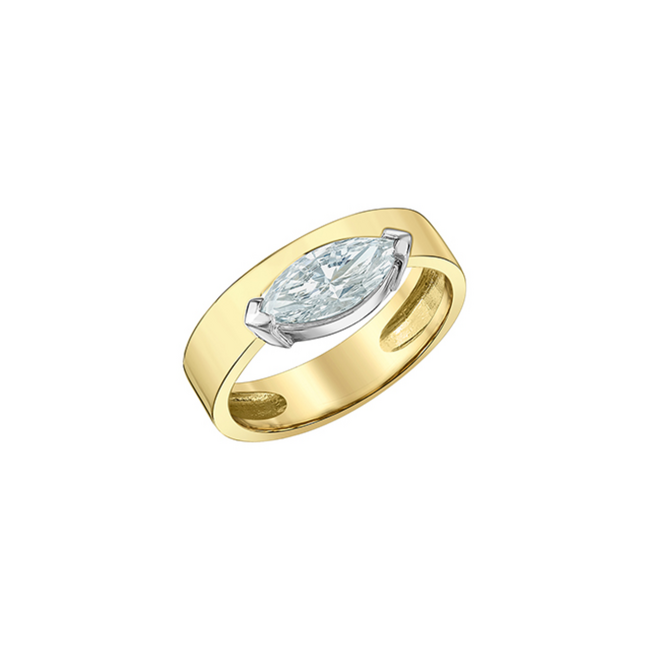 Cigar Band Marquise Lab Grown Engagement Ring