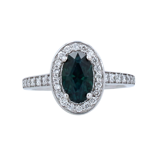Colour by Spicer Cole Teal Sapphire & Diamond Custom-Made Halo Ring