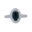 Teal Sapphire & Diamond Custom-Made Halo Ring in 14K White Gold