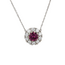 Rhodalite & Diamond Halo Pendant in 14K White Gold