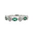 Oval Cut Emerald & Round Brilliant Cut Diamond Band in 14K White Gold