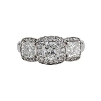 ExtraOrdinary Diamonds by Spicer Cole Trinity Cushion Cut Halo Engagement Ring