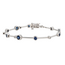 Round Sapphire & Diamond Bezel-Set Bracelet in 10K White Gold