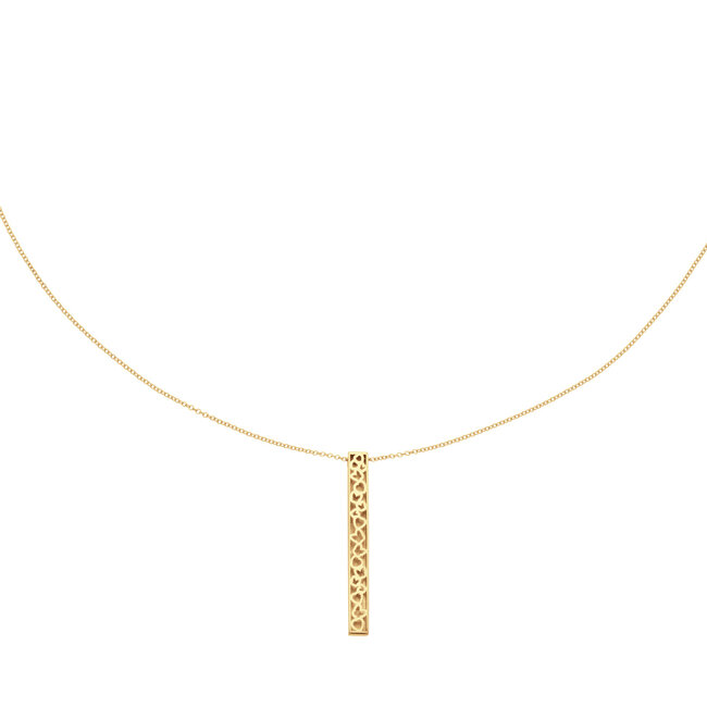Jackie Engraving Long Bar Necklace in 14K Yellow Gold