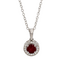 Custom-Made Ruby & Diamond Halo Pendant in 14K White Gold