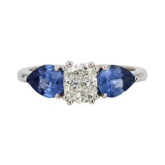 Colour by Spicer Cole Custom-Made Diamond & Blue Sapphire Trinity Ring