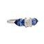 Custom-Made Diamond & Blue Sapphire Trinity Ring in 14K White Gold