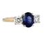 Custom-Made Oval Sapphire & Diamond Trinity Ring in 14K Yellow & White Gold