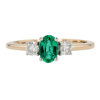 Colour by Spicer Cole Custom-Made Oval Emerald & Diamond Trinity Ring
