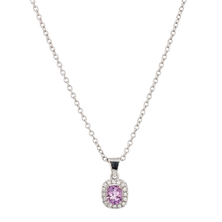 Colour by Spicer Cole Custom-Made Pink Sapphire & Diamond Halo Pendant