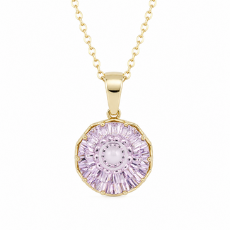 Colour by Spicer Cole Custom-Made Fancy Cut Round Pink Quartz Pendant