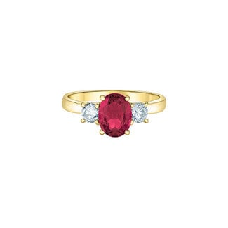 Diamond Evolution Oval Lab Grown Ruby & Diamond Trinity Engagement Ring